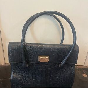Kate Spade Navy Crocodile-Embossed Handbag